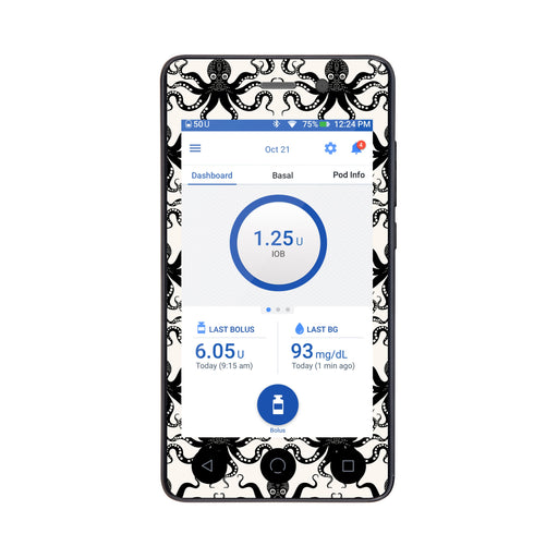 Peelz Abstract Octopus Sticker for Omnipod DASH® PDM – Pump Peelz Peelz/Stickers White Smoke Whole System Peelz (front + case),Front Peelz,Case Peelz