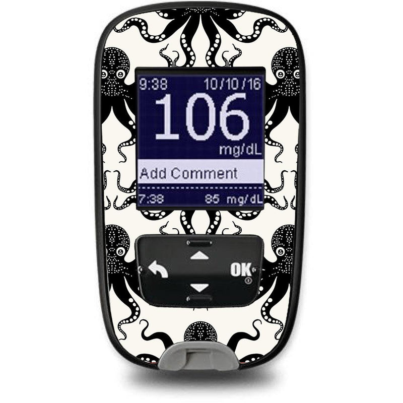 Peelz Abstract Octopus for the Accu-Chek Guide Glucometer Peelz/Stickers White Smoke