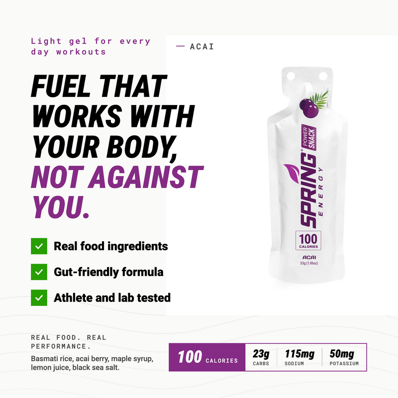 myspringenergy Acai Power Snack (Vegan) 100 Kcal - A Light Energy Gel For Daily Training Power Snack White Smoke 1 qty,20 pack