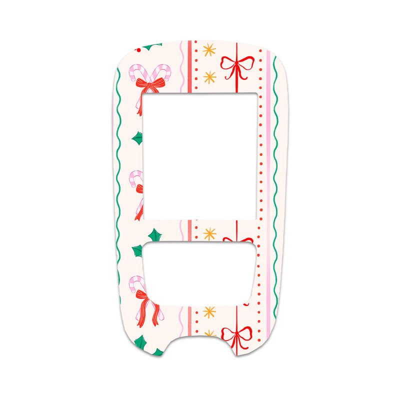 Peelz Holly Jolly Ribbon Accu-Chek Guide Glucometer Sticker - Pump Peelz Peelz/Stickers White Smoke