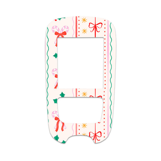 Peelz Holly Jolly Ribbon Accu-Chek Guide Glucometer Sticker - Pump Peelz Peelz/Stickers White Smoke