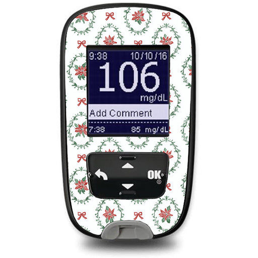 Peelz Poinsettia Parade Accu-Chek Guide Glucometer Sticker - Pump Peelz Peelz/Stickers White Smoke