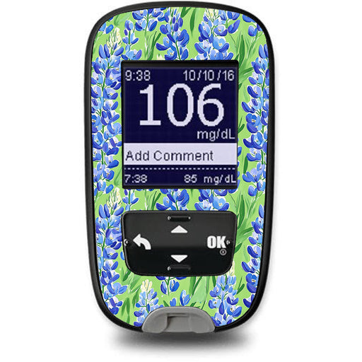 Peelz Blue Blooms for the Accu-Chek Guide Glucometer Peelz/Stickers White Smoke