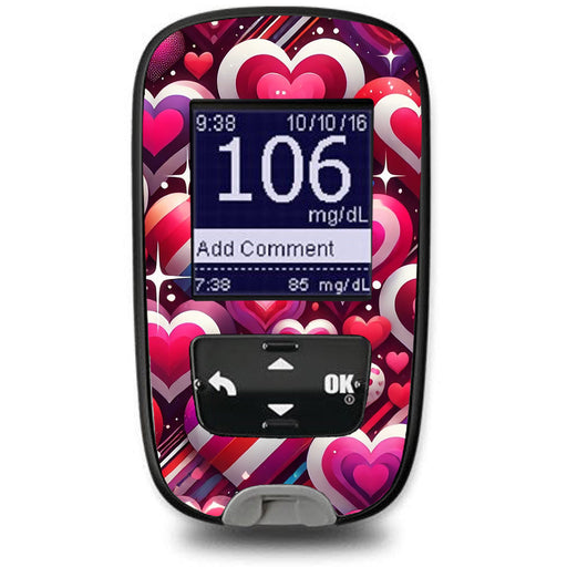 Peelz Sparkly Hearts Sticker for the Accu-Chek Guide Glucometer Peelz/Stickers White Smoke