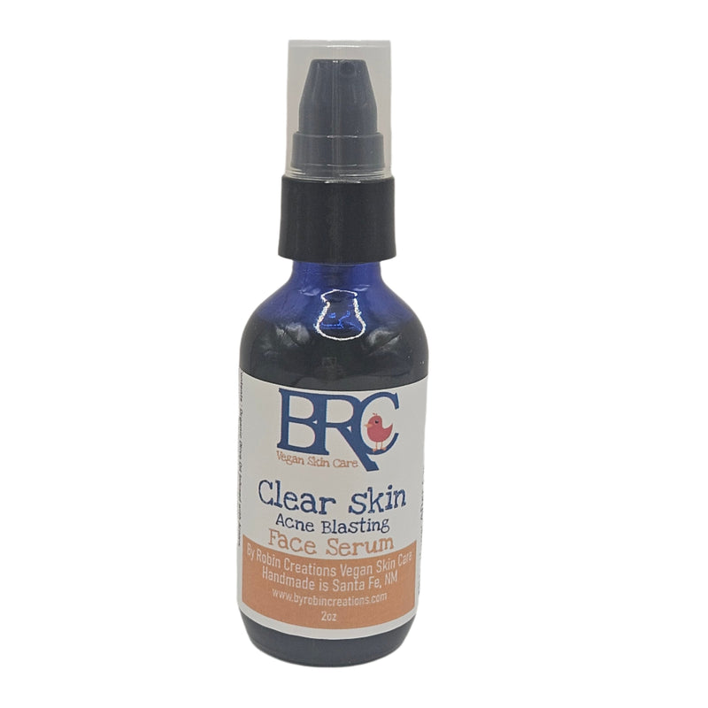 By Robin Creations Clear Skin Acne Blasting Anti-inflammatory Face Serum Face Care Dark Gray 2 oz Glass Bottle / Original (blend of anti-inflammatory essential oils),2 oz Glass Bottle / Unscented