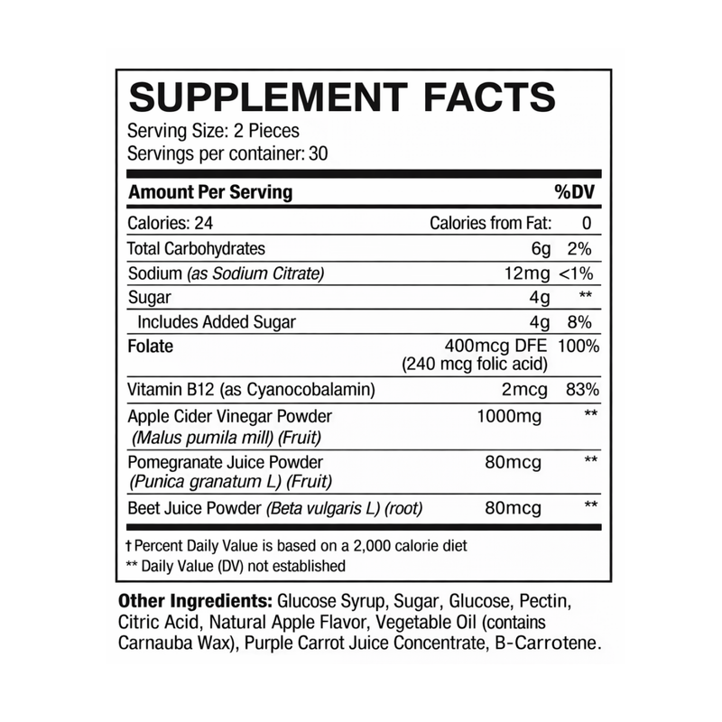 Energi Nutrition Apple Cider Vinegar Gummies Supplement White Smoke