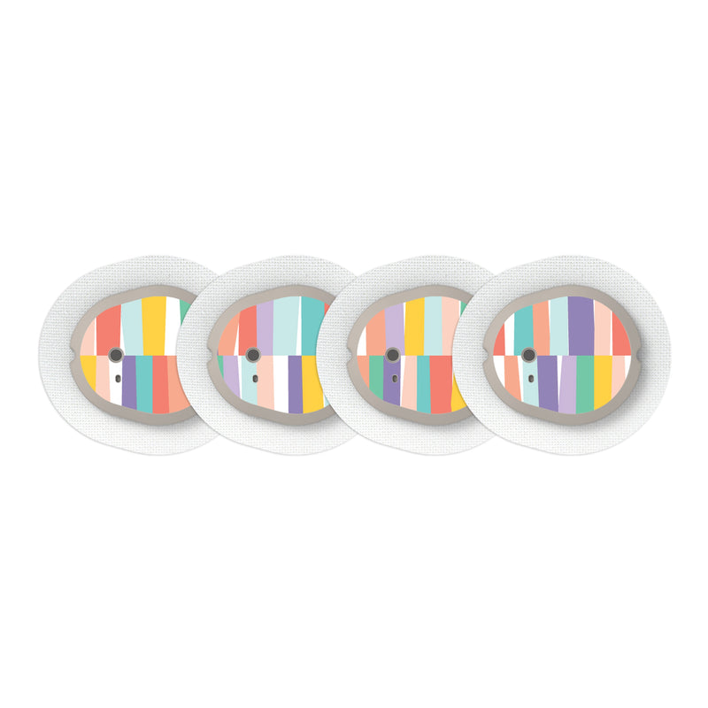 Peelz All Sortsa Stripes DEXCOM G7 and Stelo Transmitter Peelz/Stickers White Smoke 4-pack (Set of 4 Stickers)