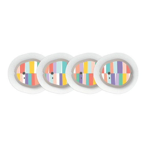 Peelz All Sortsa Stripes DEXCOM G7 and Stelo Transmitter Peelz/Stickers White Smoke 4-pack (Set of 4 Stickers)