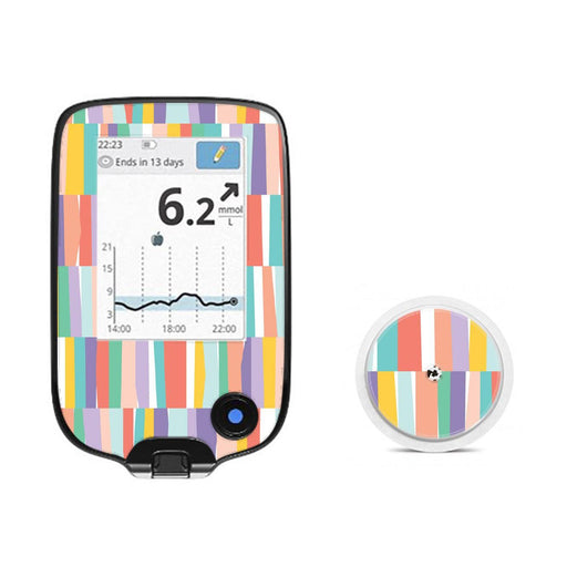 Peelz All Sortsa Stripes Freestyle Libre 2 Peelz/Stickers White Smoke Receiver + Sensor,Sensor Only
