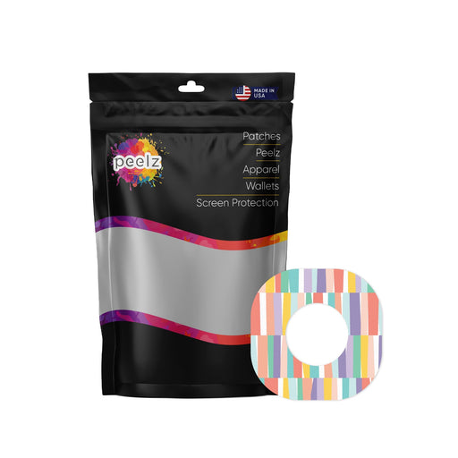 Peelz All Sortsa Stripes Dexcom G7 and Stelo Patch Tape - Pump Peelz Patch Medical Tape White Smoke 12-Pack (Set of 12 Patches),4-Pack (Set of 4 Patches)