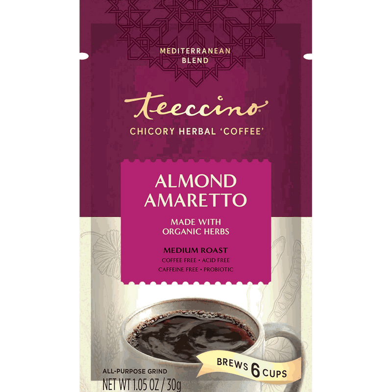 Teeccino Almond Amaretto Chicory Herbal Coffee Herbal Coffee Brown Trial Size