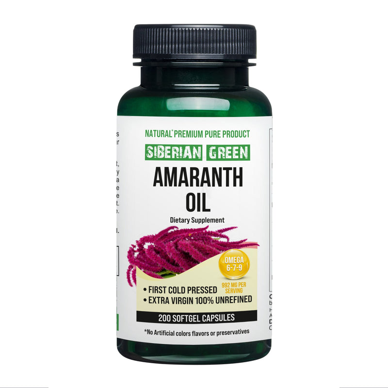 SiberianGreen.com Siberian Green Amaranth Seed Oil Capsules – 200 Softgels | Cold Pressed & Unrefined Cooking Oils White Smoke
