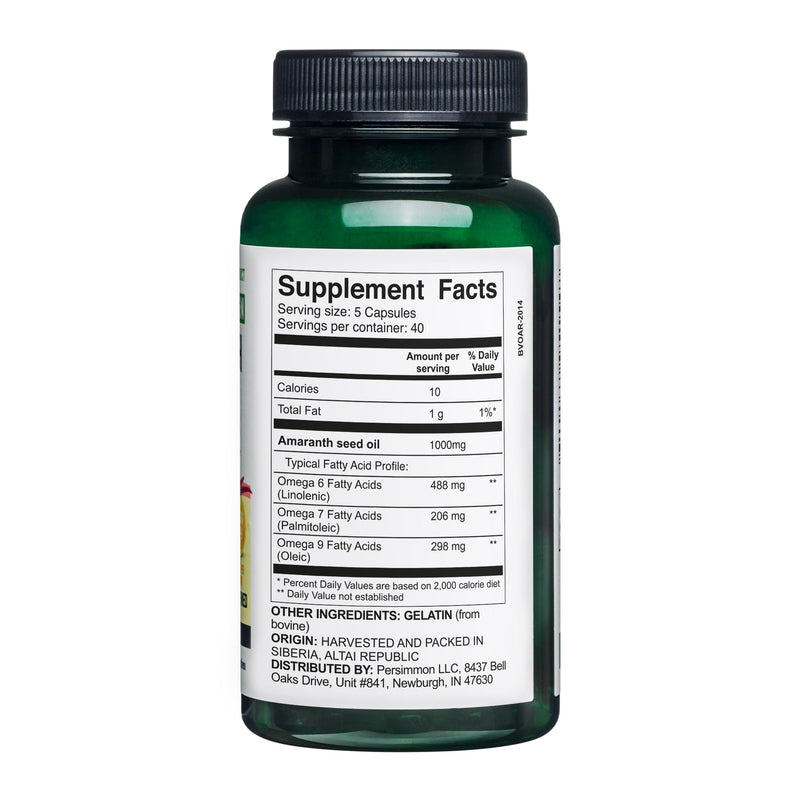 SiberianGreen.com Siberian Green Amaranth Seed Oil Capsules – 200 Softgels | Cold Pressed & Unrefined Cooking Oils White Smoke