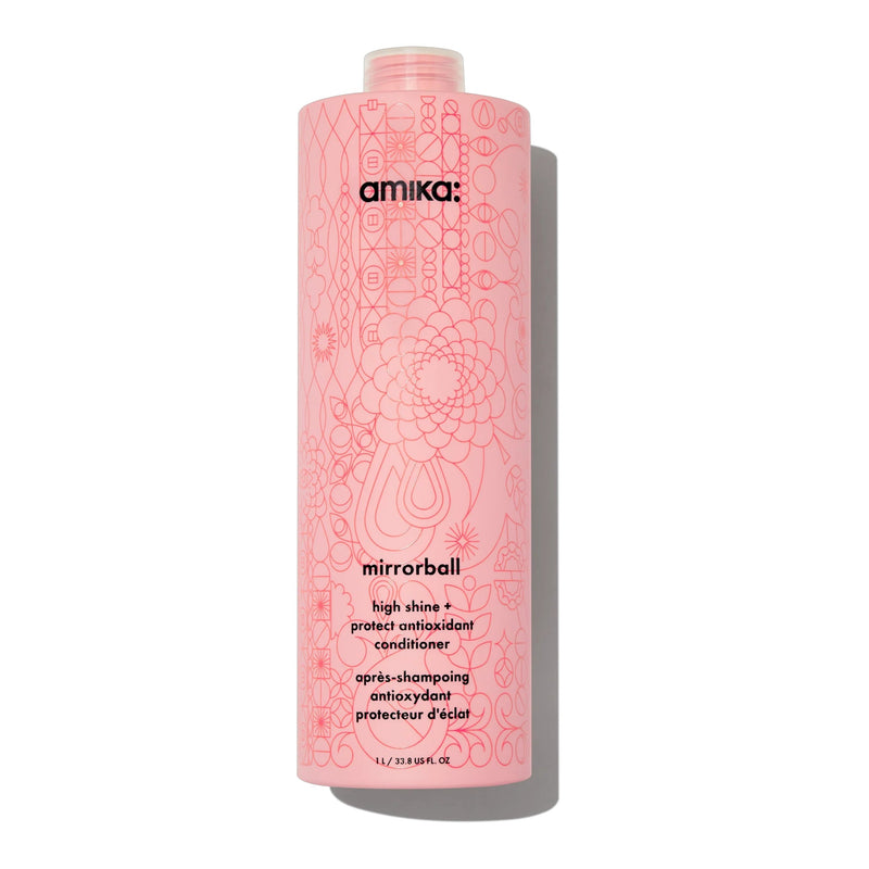 Nava Beauty Amika Mirrorball High Shine + Protect Antioxidant Conditioner Hair Light Pink 33.8 Oz