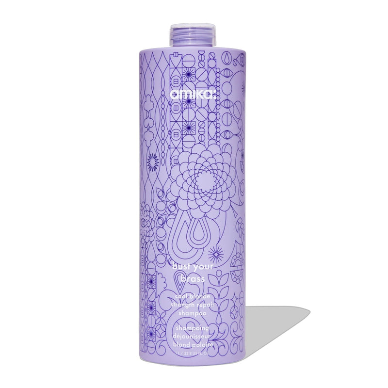 Nava Beauty Amika Bust Your Brass  Cool Blonde Repair Shampoo White Smoke 33.8 OZ
