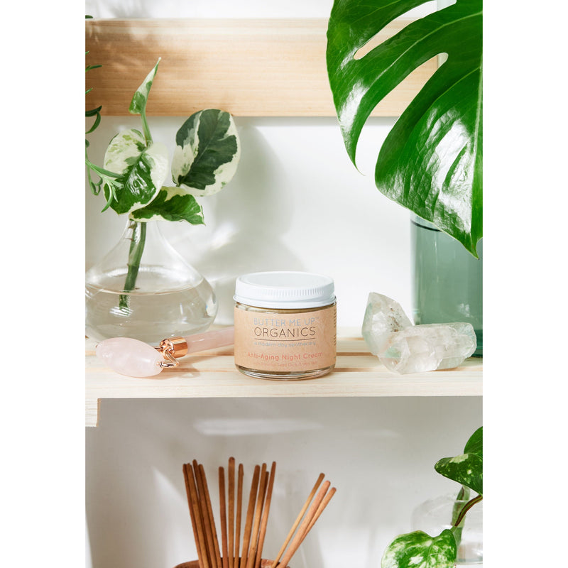 Butter Me Up Organics Anti Aging Night Cream Face Moisturizer Organic Green Tea Face Light Gray