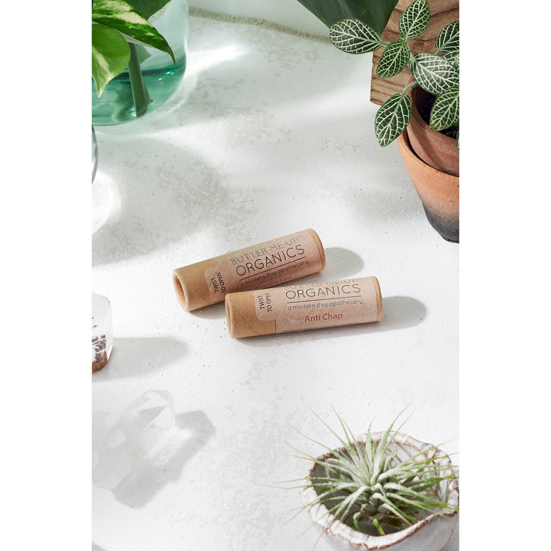 Butter Me Up Organics Organic Anti-Chap Lip Balm / Chapped Lips / Organic Lip Moisturizer / PAPERBOARD Tube Face Light Gray