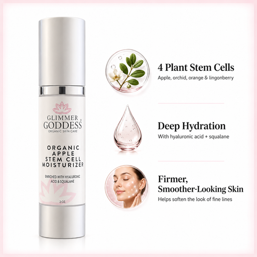 Glimmer Goddess® Organic Skin Care Organic Apple Stem Cell Moisturizer – Anti-Aging Treatment Lotion & Moisturizer White Smoke