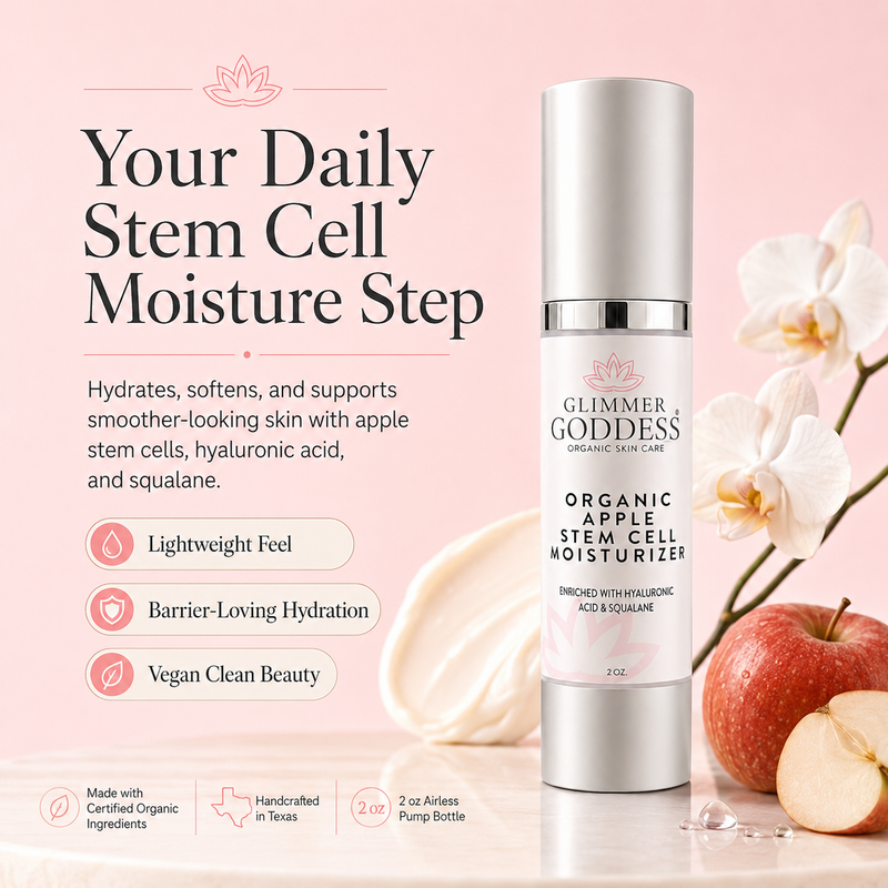 Glimmer Goddess® Organic Skin Care Organic Apple Stem Cell Moisturizer – Anti-Aging Treatment Lotion & Moisturizer Misty Rose