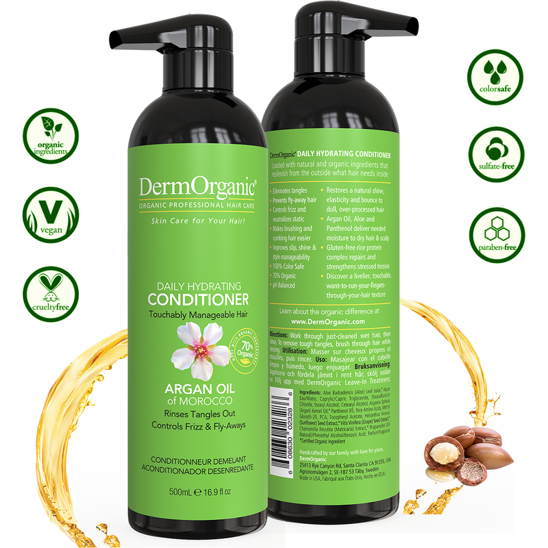 DermOrganic Official Shop Daily Hydrating Conditioner Conditioners Yellow Green 16.9 fl oz (500ml),33.8 fl oz (1 Liter) with Pump