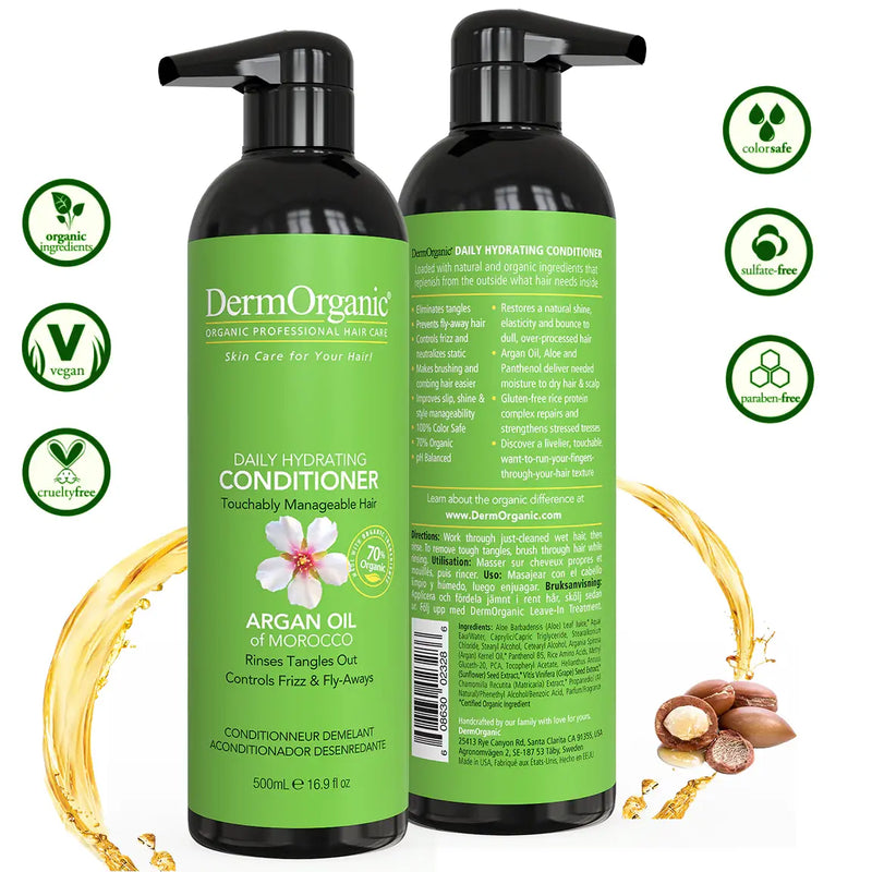 DermOrganic Official Shop Dermorganic Daily Hydrating Conditioner 16.9 Oz Hydrating Conditioner Yellow Green