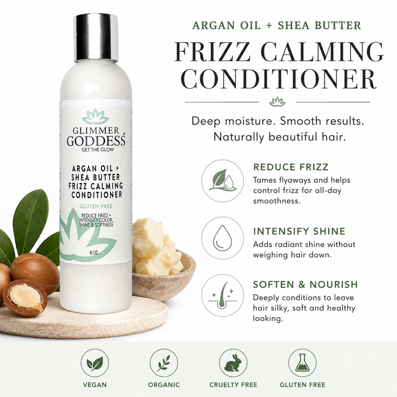 Glimmer Goddess® Organic Skin Care Organic Argan Oil Hair Conditioner – Deep Moisture & Frizz Control Hair Care White Smoke
