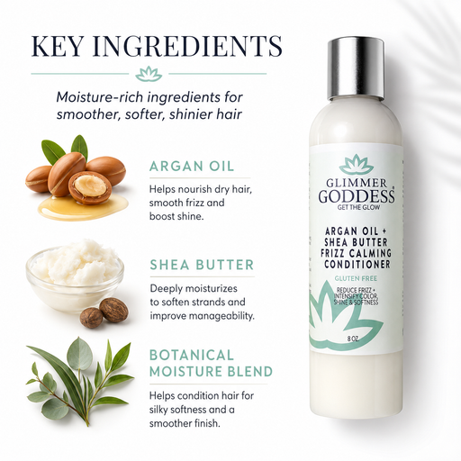 Glimmer Goddess® Organic Skin Care Organic Argan Oil Hair Conditioner – Deep Moisture & Frizz Control Hair Care White Smoke