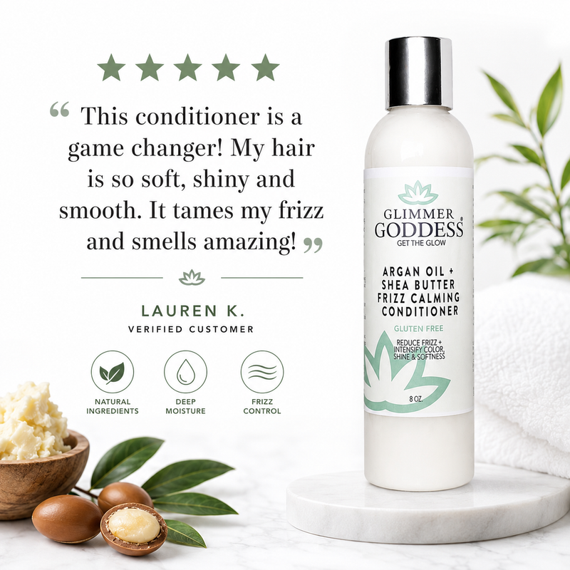 Glimmer Goddess® Organic Skin Care Organic Argan Oil Hair Conditioner – Deep Moisture & Frizz Control Hair Care White Smoke