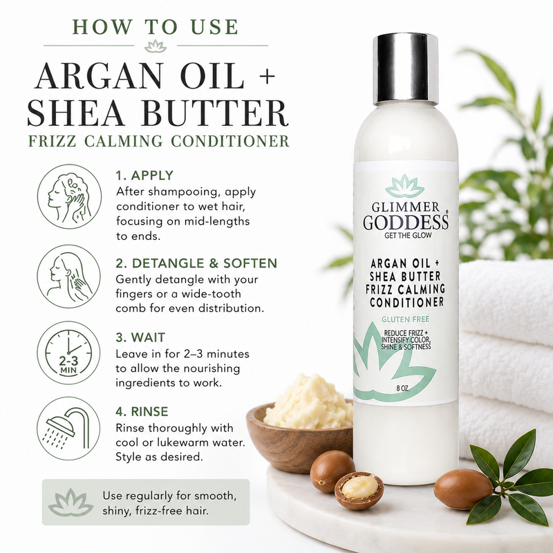 Glimmer Goddess® Organic Skin Care Organic Argan Oil Hair Conditioner – Deep Moisture & Frizz Control Hair Care White Smoke