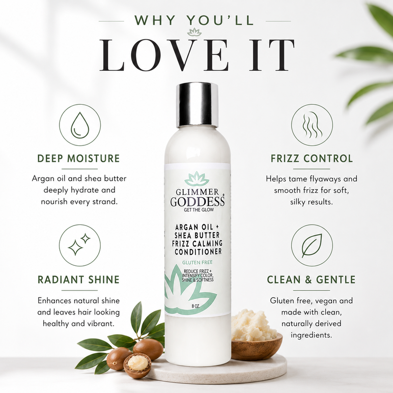 Glimmer Goddess® Organic Skin Care Organic Argan Oil Hair Conditioner – Deep Moisture & Frizz Control Hair Care White Smoke
