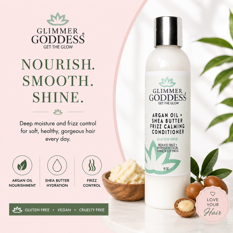 Glimmer Goddess® Organic Skin Care Organic Argan Oil Hair Conditioner – Deep Moisture & Frizz Control Hair Care Misty Rose