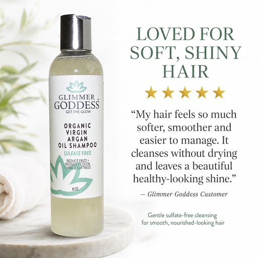 Glimmer Goddess® Organic Skin Care Organic Sulfate-Free Shampoo with Argan Oil for Healthy Hair Hair Care White Smoke