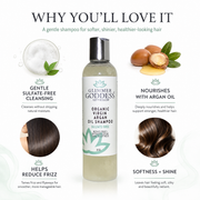 Glimmer Goddess® Organic Skin Care Organic Sulfate-Free Shampoo with Argan Oil for Healthy Hair Hair Care White Smoke