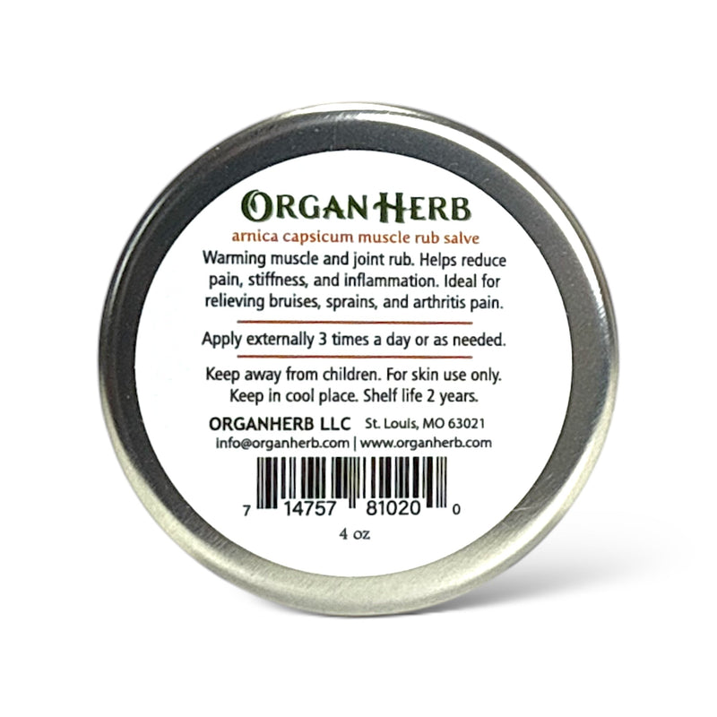 OrganHerb OrganHerb Organic Arnica and Capsicum Muscle Rub Salve 4 oz, Botanical Comfort Balm for Muscles and Joints Organic Salves White Smoke