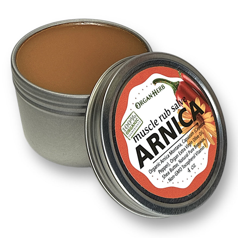 OrganHerb OrganHerb Organic Arnica and Capsicum Muscle Rub Salve 4 oz, Botanical Comfort Balm for Muscles and Joints Organic Salves Dim Gray