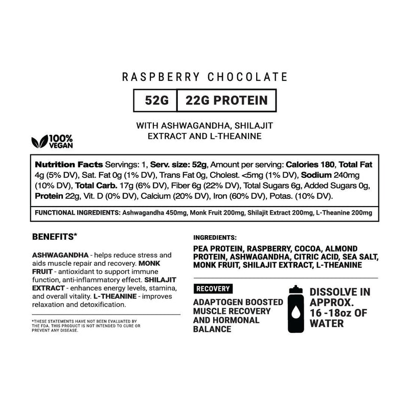 Chocolate Raspberry Recovery Protein Shake w/Adaptogens