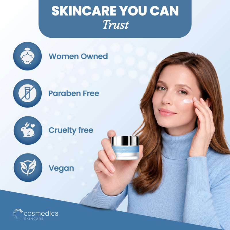 Cosmedica Skincare Cosmedica Skincare Eye Cream 0.7 Ounce | Anti-Aging Hydration Eye Cream with Green Tea Caffeine Peptide Complex | Lightweight Non-Greasy Formula for Dark Circles Puffiness Wrinkles Fine Lines Moisturizers Alice Blue