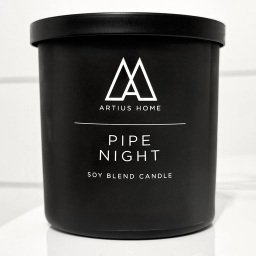 Artius Man Pipe Night Wood Wick Candle – Sweet Cherry Pipe Tobacco and Warm Woods (10 oz) candle Black