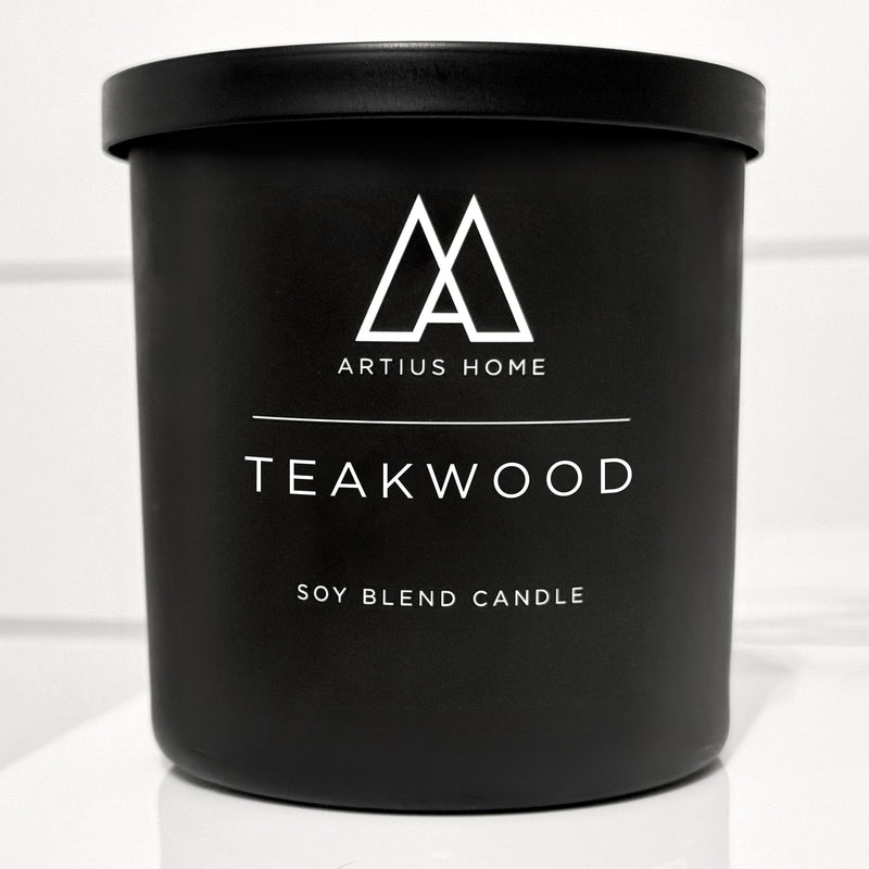 Artius Man Teakwood Wood Wick Candle – Clean, Masculine, Everyday Sophistication (10 oz) candle Black