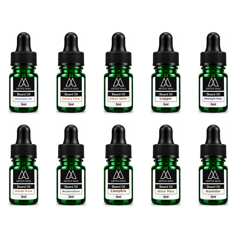 Artius Man Beard Oil Sampler 10-Pack – Build Your Own 10-Scent Beard Oil Kit Beard Oil White Smoke