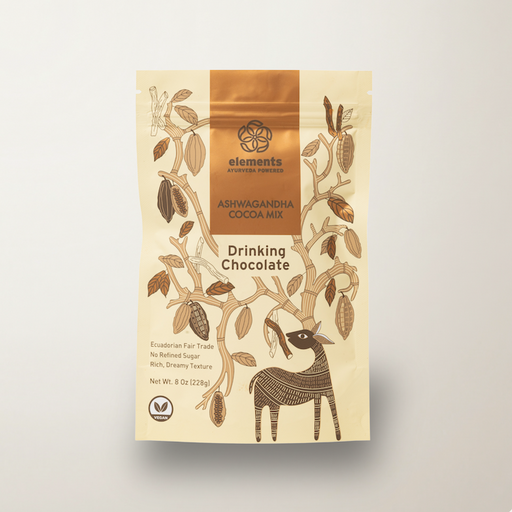 Elements Truffles Ashwagandha Hot Chocolate Hot Chocolates Light Gray 1 Bag (12 Servings),2 Bags (24 Servings)