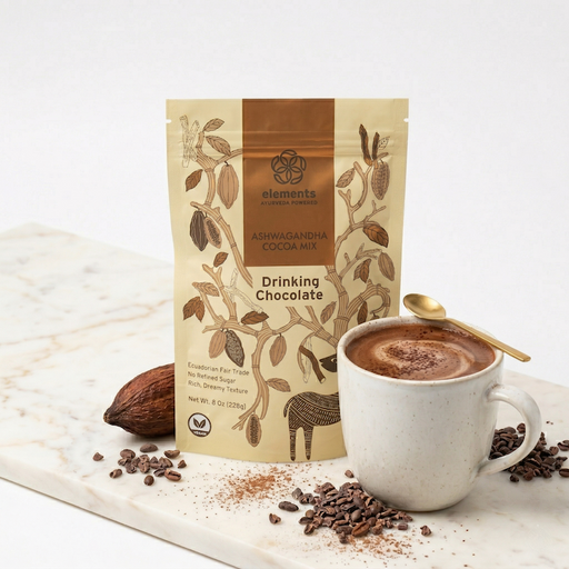Elements Truffles Ashwagandha Hot Chocolate Hot Chocolates White Smoke 1 Bag (12 Servings),2 Bags (24 Servings)