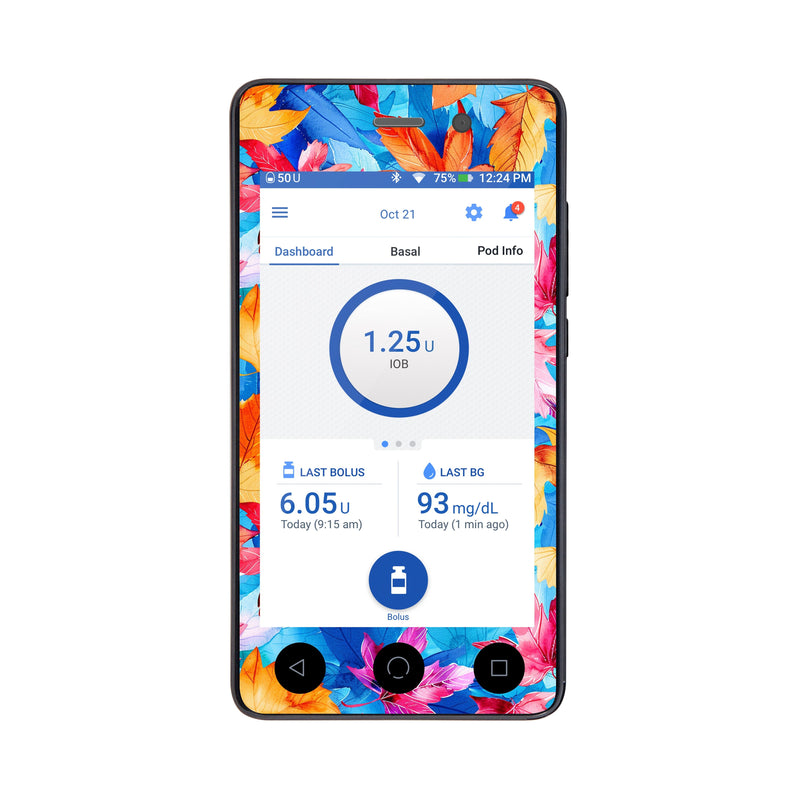 Peelz Autumn Leaves Sticker for Omnipod DASH® PDM – Pump Peelz Peelz/Stickers White Smoke Whole System Peelz (front + case),Front Peelz,Case Peelz