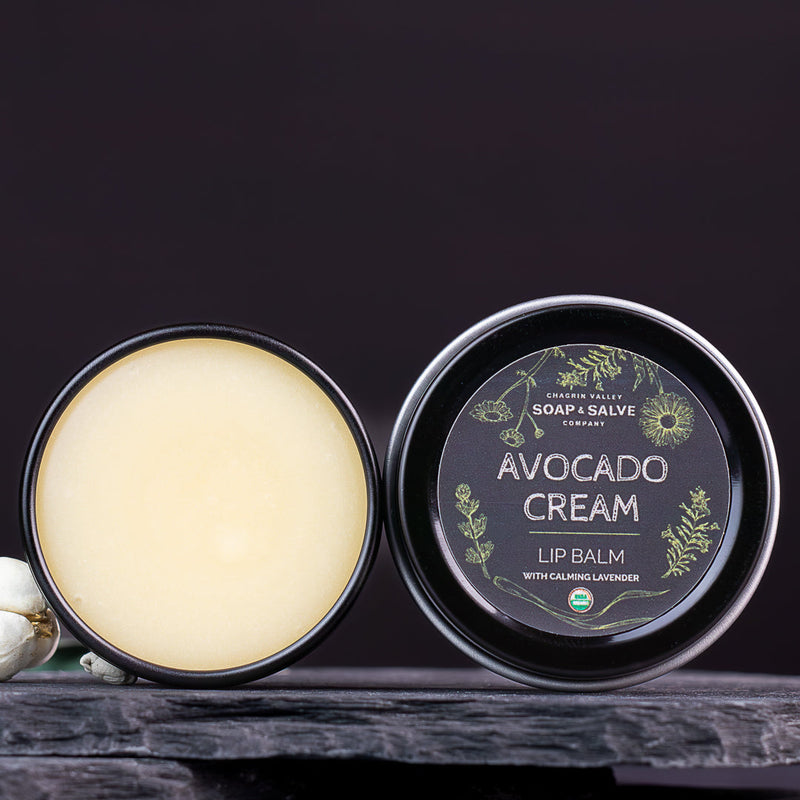Chagrin Valley Soap & Salve Lip Balm: Avocado Cream Lavender Lip Balm Bisque 0.5 fl oz Tin