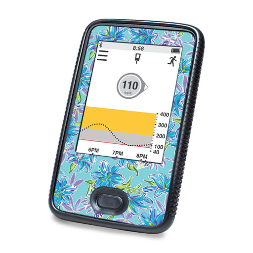 Peelz Azul Flowers Designed for DEXCOM G6 Touchscreen Receiver Peelz/Stickers White Smoke