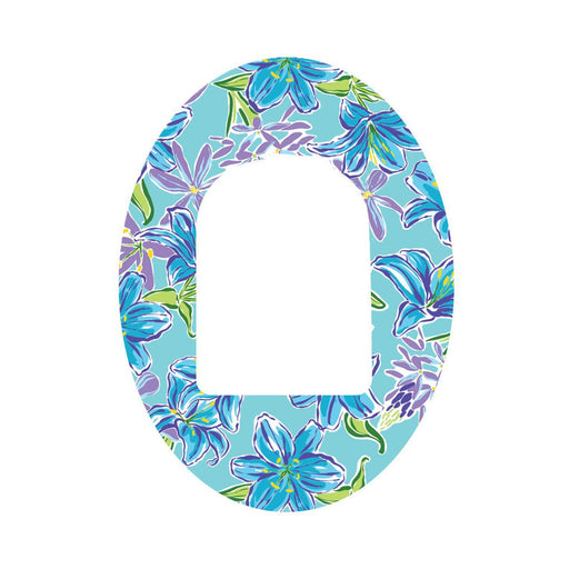 Peelz Azul Flowers Pod Patch Tape - Pump Peelz Patch Medical Tape White Smoke 4-Pack Omnipod Tape,1-Pack Omnipod Tape