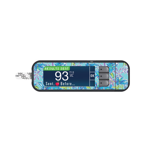 Peelz Azul Flowers Sticker for Bayer Contour Next Glucometer Peelz/Stickers White Smoke