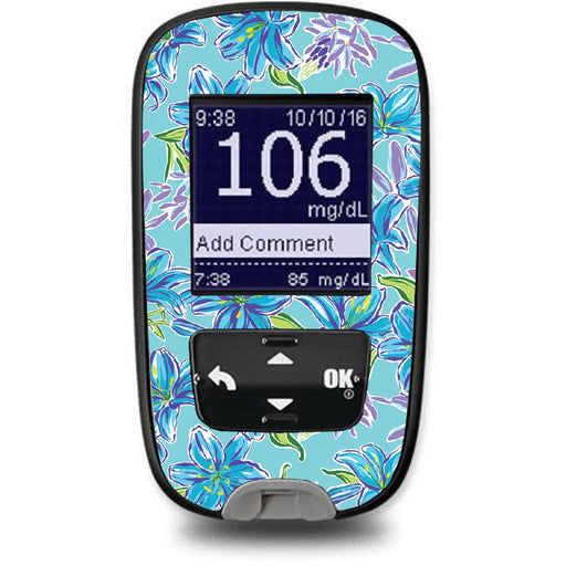 Peelz Azul Flowers Sticker for the Accu-Chek Guide Glucometer Peelz/Stickers White Smoke