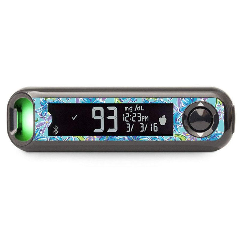 Peelz Azul Flowers for Bayer Contour© Next One Glucometer Peelz/Stickers Dark Slate Gray