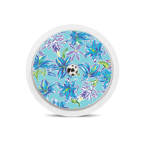 Peelz Azul Flowers for Freestyle Libre 2 Peelz/Stickers White Smoke Sensor Only